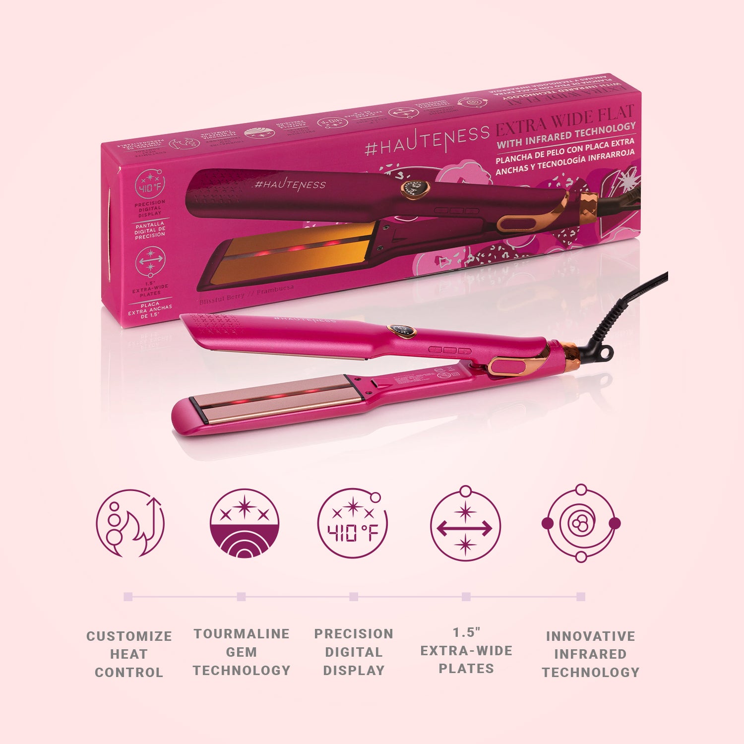 1.5” Digital Flat Iron with Extra Wide Plates & Infrared Technology